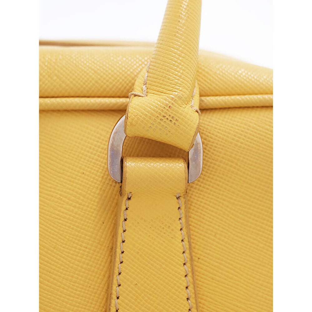 Prada Saffiano leather Bauletto handbag Yellow - Picture 6 of 9